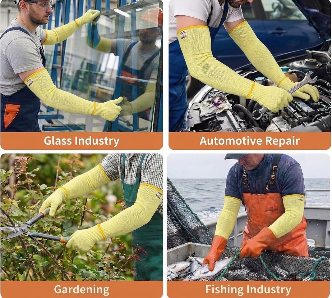Arm Protectors For Thin Skin And Bruising, Kevlar Sleeves. A5 Level Cut Resistant Arm Sleeves For Gardening, Welding, Kitchen (Grey, 17.7 In)