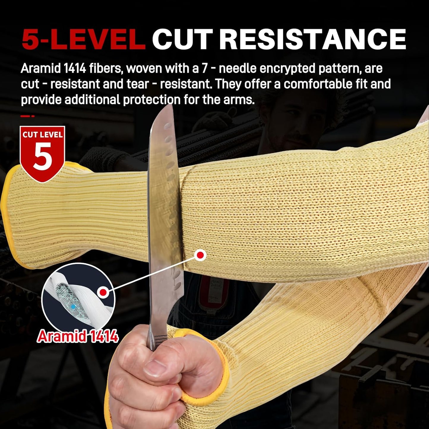 Arm Protectors For Thin Skin And Bruising, Kevlar Sleeves. A5 Level Cut Resistant Arm Sleeves For Gardening, Welding, Kitchen (Grey, 17.7 In)