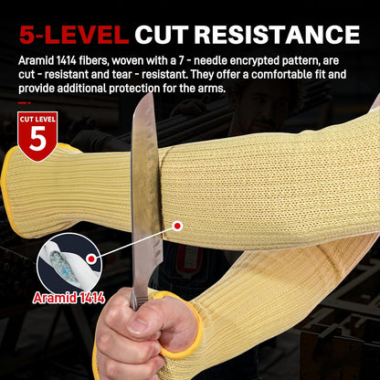 Arm Protectors For Thin Skin And Bruising, Kevlar Sleeves. A5 Level Cut Resistant Arm Sleeves For Gardening, Welding, Kitchen (Grey, 17.7 In)