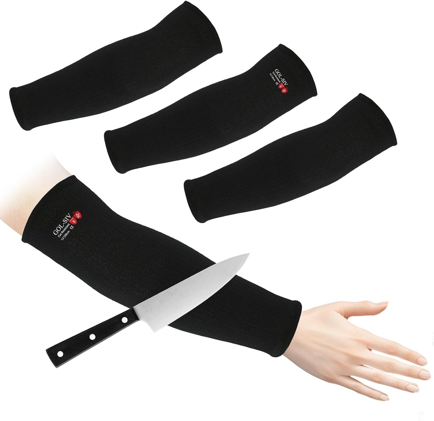 Arm Protectors For Thin Skin And Bruising, Kevlar Sleeves. A5 Level Cut Resistant Arm Sleeves For Gardening, Welding, Kitchen (Grey, 17.7 In)
