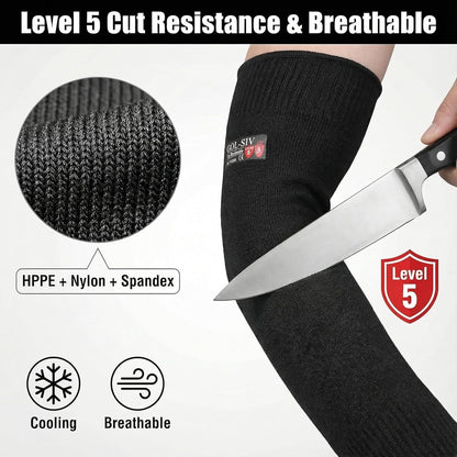 Arm Protectors For Thin Skin And Bruising, Kevlar Sleeves. A5 Level Cut Resistant Arm Sleeves For Gardening, Welding, Kitchen (Grey, 17.7 In)