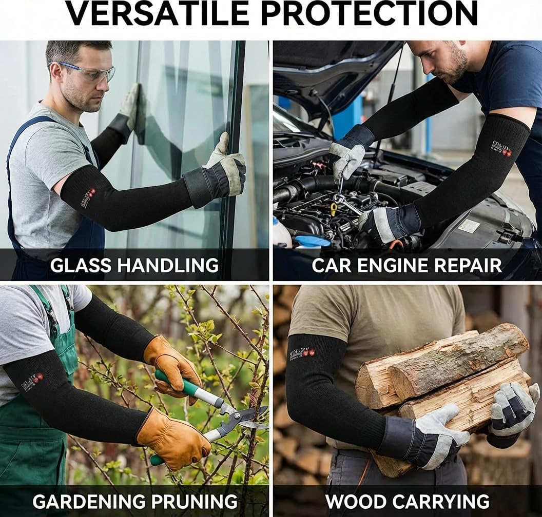 Arm Protectors For Thin Skin And Bruising, Kevlar Sleeves. A5 Level Cut Resistant Arm Sleeves For Gardening, Welding, Kitchen (Grey, 17.7 In)