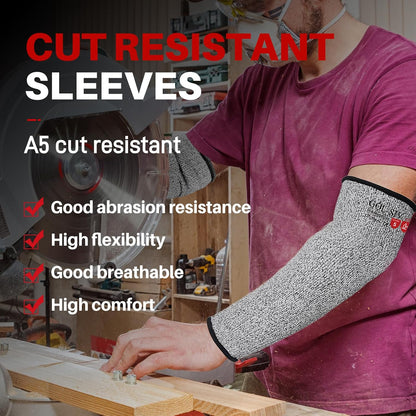 Arm Protectors For Thin Skin And Bruising, Kevlar Sleeves. A5 Level Cut Resistant Arm Sleeves For Gardening, Welding, Kitchen (Grey, 17.7 In)
