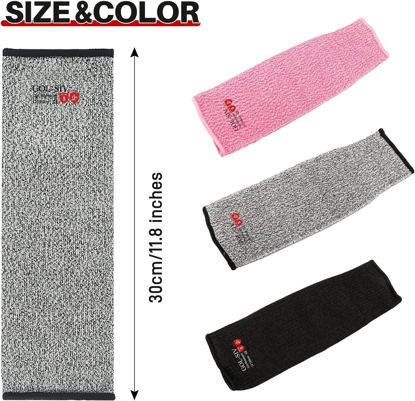Arm Protectors For Thin Skin And Bruising, Kevlar Sleeves. A5 Level Cut Resistant Arm Sleeves For Gardening, Welding, Kitchen (Grey, 17.7 In)