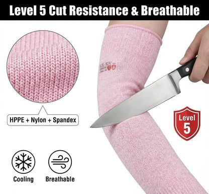Arm Protectors For Thin Skin And Bruising, Kevlar Sleeves. A5 Level Cut Resistant Arm Sleeves For Gardening, Welding, Kitchen (Grey, 17.7 In)