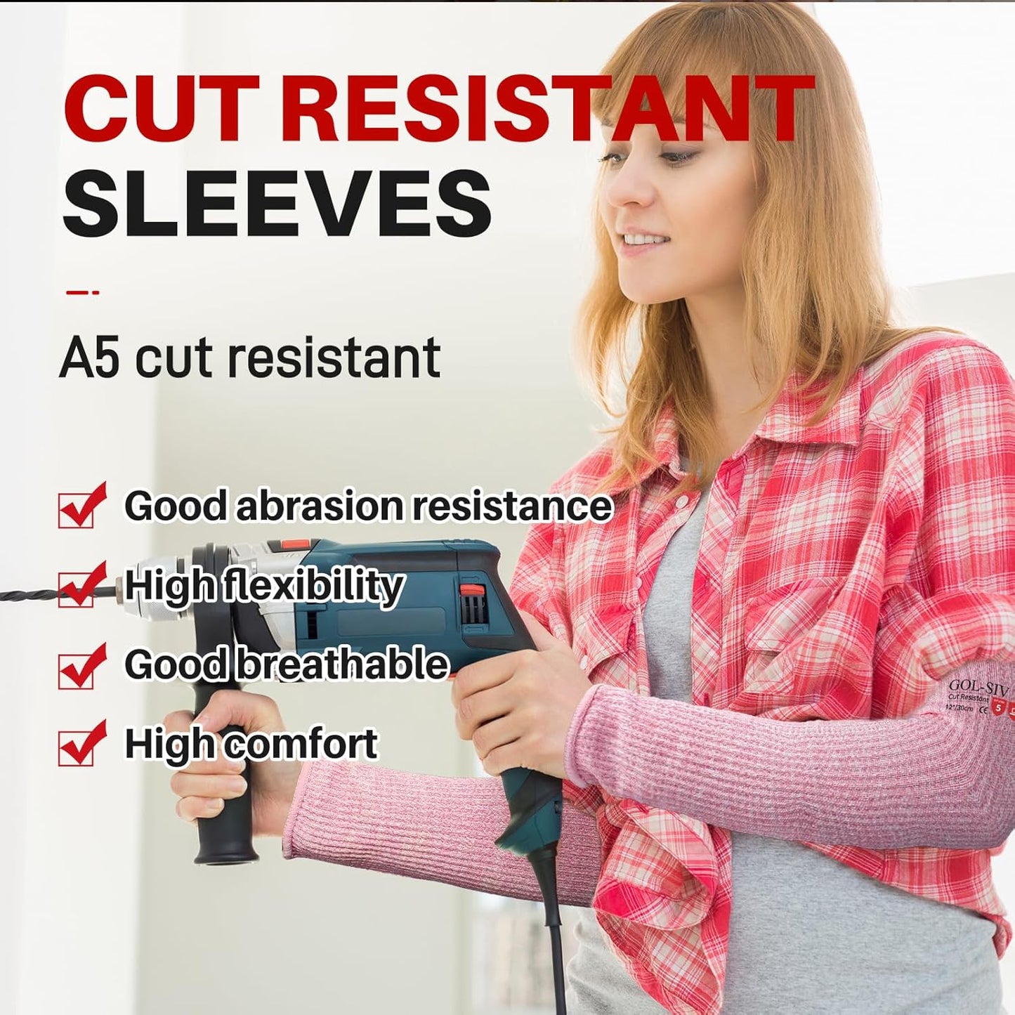 Arm Protectors For Thin Skin And Bruising, Kevlar Sleeves. A5 Level Cut Resistant Arm Sleeves For Gardening, Welding, Kitchen (Grey, 17.7 In)