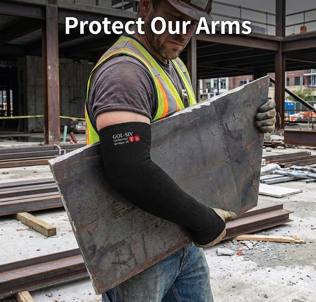 Arm Protectors For Thin Skin And Bruising, Kevlar Sleeves. A5 Level Cut Resistant Arm Sleeves For Gardening, Welding, Kitchen (Grey, 17.7 In)
