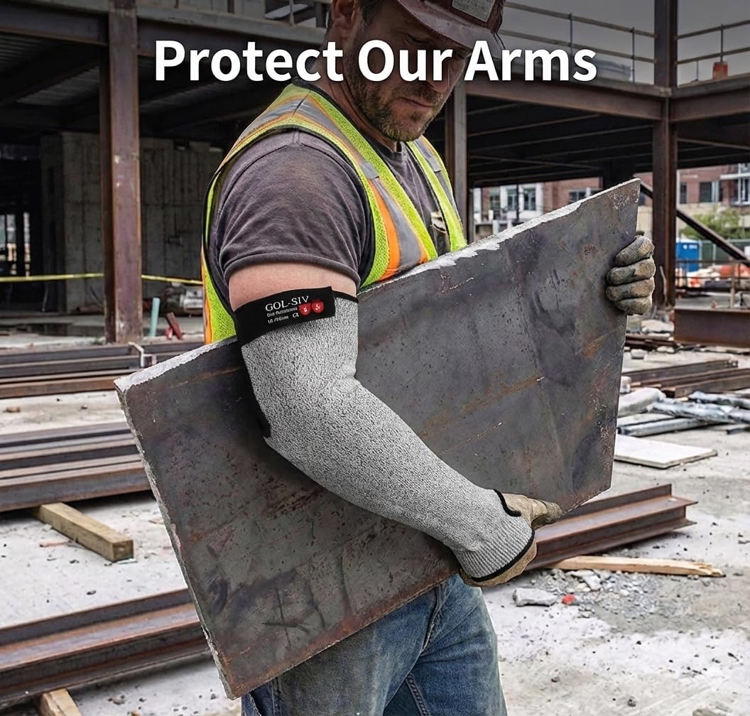 Arm Protectors For Thin Skin And Bruising, Kevlar Sleeves. A5 Level Cut Resistant Arm Sleeves For Gardening, Welding, Kitchen (Grey, 17.7 In)