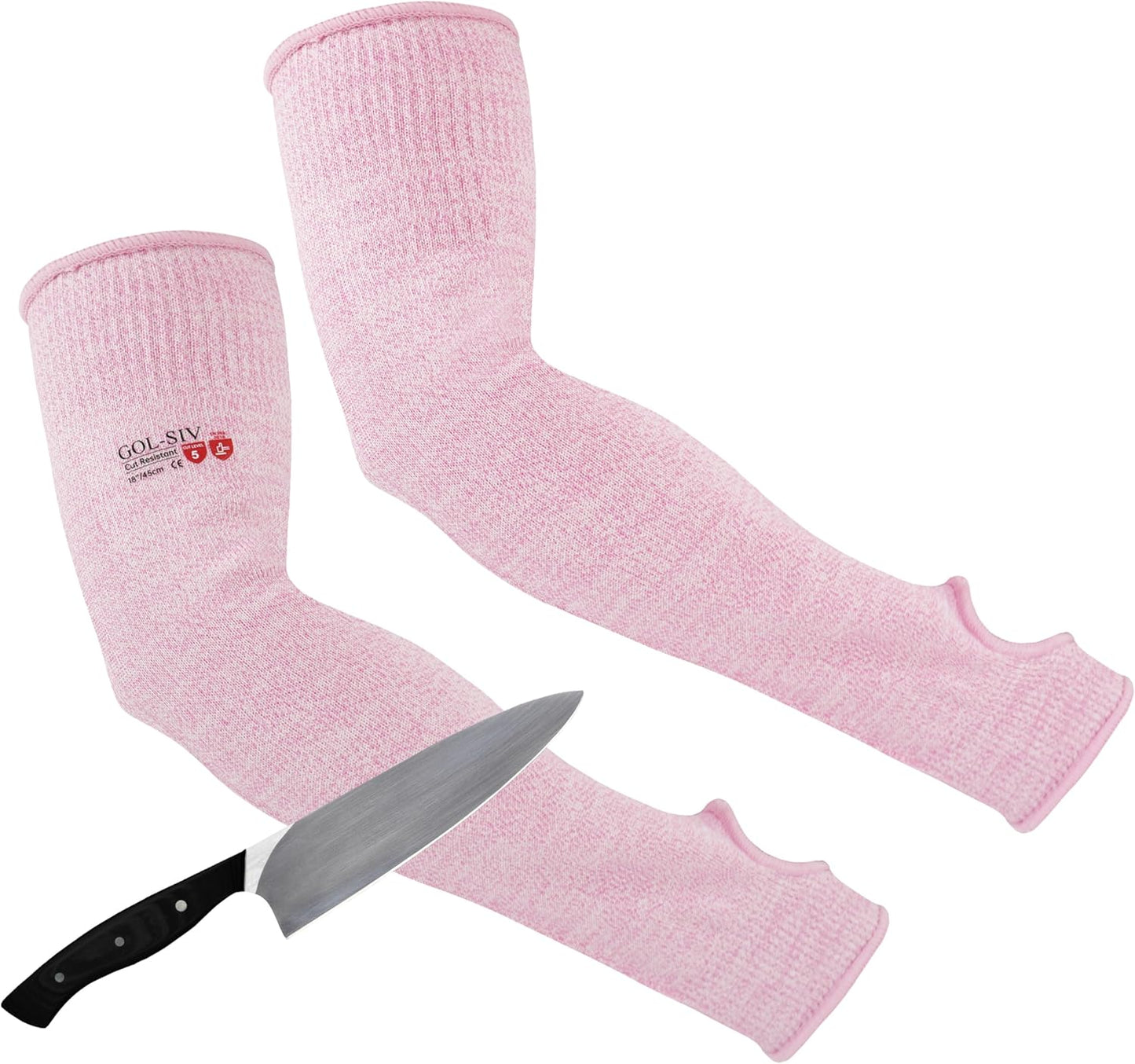 Arm Protectors For Thin Skin And Bruising, Kevlar Sleeves. A5 Level Cut Resistant Arm Sleeves For Gardening, Welding, Kitchen (Grey, 17.7 In)