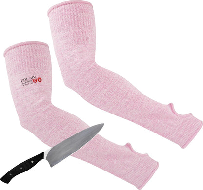 Arm Protectors For Thin Skin And Bruising, Kevlar Sleeves. A5 Level Cut Resistant Arm Sleeves For Gardening, Welding, Kitchen (Grey, 17.7 In)