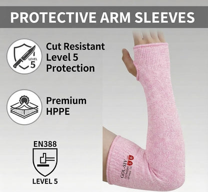 Arm Protectors For Thin Skin And Bruising, Kevlar Sleeves. A5 Level Cut Resistant Arm Sleeves For Gardening, Welding, Kitchen (Grey, 17.7 In)