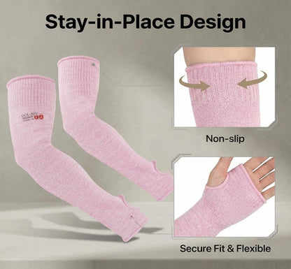 Arm Protectors For Thin Skin And Bruising, Kevlar Sleeves. A5 Level Cut Resistant Arm Sleeves For Gardening, Welding, Kitchen (Grey, 17.7 In)