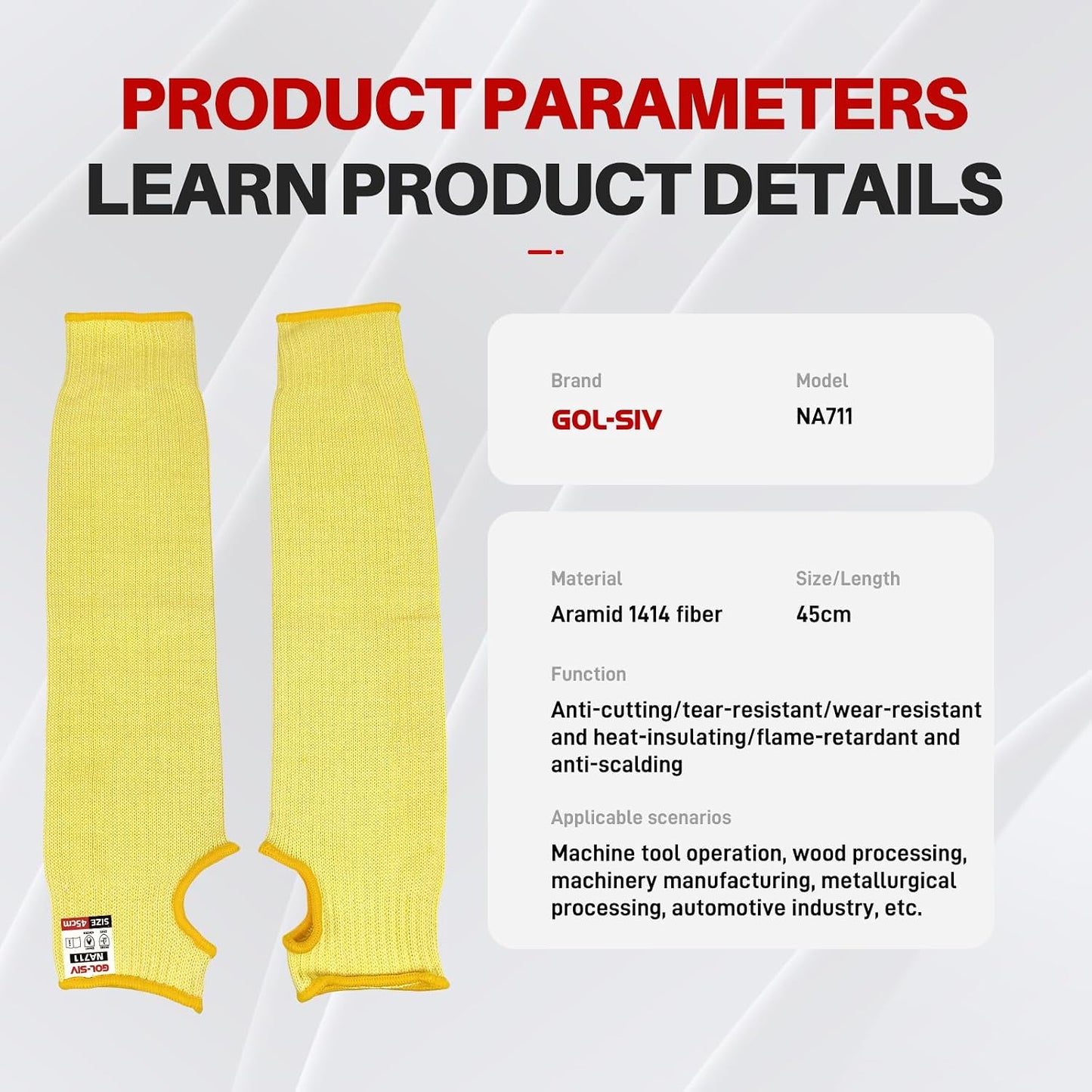 Arm Protectors For Thin Skin And Bruising, Kevlar Sleeves. A5 Level Cut Resistant Arm Sleeves For Gardening, Welding, Kitchen (Grey, 17.7 In)