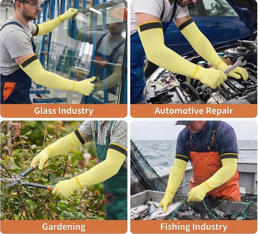Arm Protectors For Thin Skin And Bruising, Kevlar Sleeves. A5 Level Cut Resistant Arm Sleeves For Gardening, Welding, Kitchen (Grey, 17.7 In)