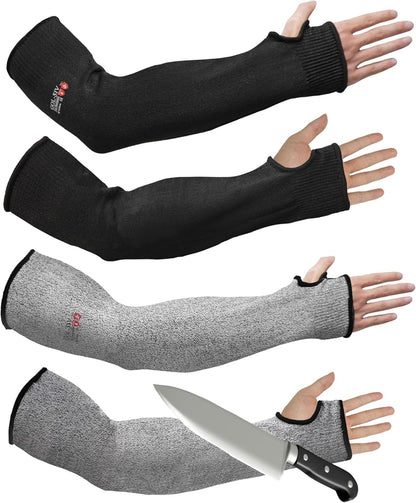 Arm Protectors For Thin Skin And Bruising, Kevlar Sleeves. A5 Level Cut Resistant Arm Sleeves For Gardening, Welding, Kitchen (Grey, 17.7 In)