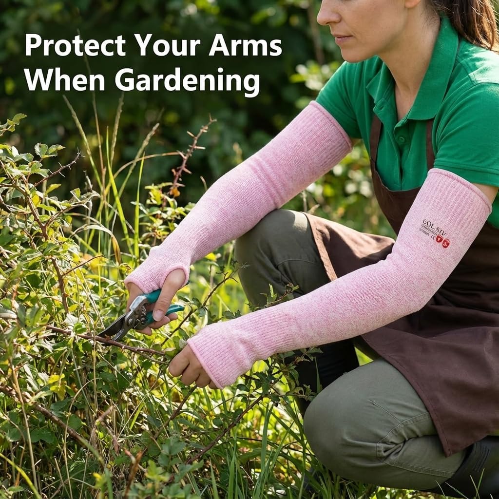 Arm Protectors For Thin Skin And Bruising, Kevlar Sleeves. A5 Level Cut Resistant Arm Sleeves For Gardening, Welding, Kitchen (Grey, 17.7 In)