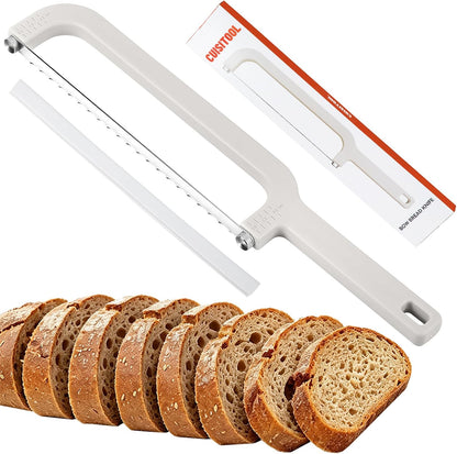 Adjustable Bread Knife for Homemade Bread with Thickness Guides,Bow Design | Upgraded Bread Slicer, Serrated Stainless Blade Easy to Cutting Even Slices for Sourdough Baguette Sandwiche,Dishwasher safe