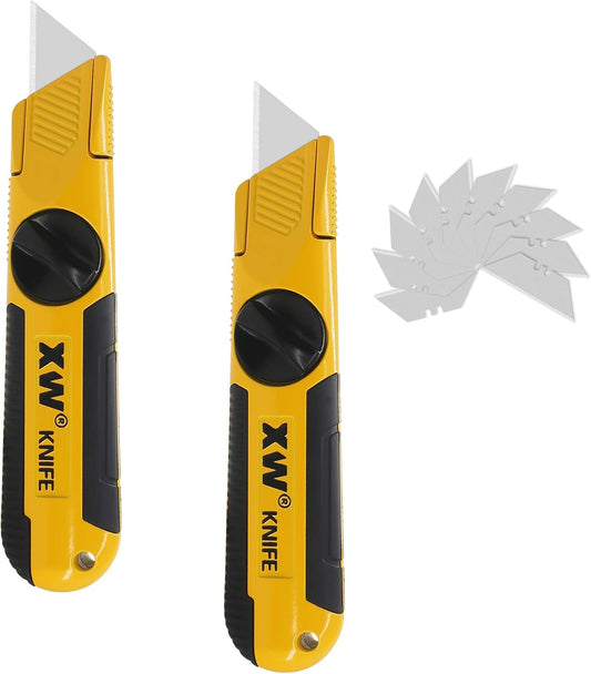 Fixed-Blade Utility Knife, Non-Retractable Heavy Duty Drywall Cutter, Extra 10 Blades Included,2-Pack