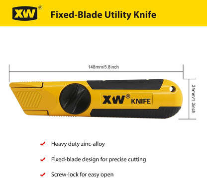 Fixed-Blade Utility Knife, Non-Retractable Heavy Duty Drywall Cutter, Extra 10 Blades Included,2-Pack