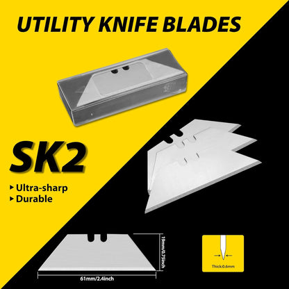 Fixed-Blade Utility Knife, Non-Retractable Heavy Duty Drywall Cutter, Extra 10 Blades Included,2-Pack