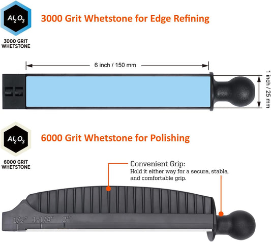 2-Piece Soak-Free Whetstones Refill for 202H | 3000 & 6000 Grit 1" x 6" / 25 x 150 mm