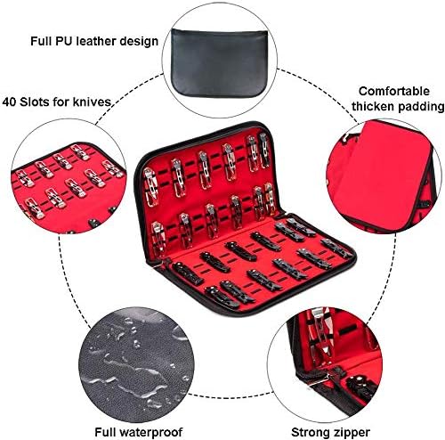 Pocket Knife Storage Case,Folding Knife Pouch Carrier Holder,40 Slots Small Knife Carrying Cases,Versatile Knife Collection For Survival,Tactical,Outdoor,EDC Mini Knife