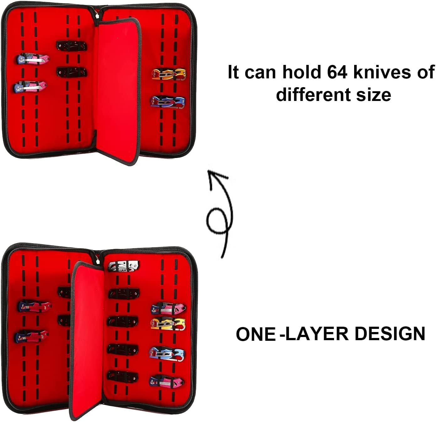 Pocket Knife Storage Case,Folding Knife Pouch Carrier Holder,40 Slots Small Knife Carrying Cases,Versatile Knife Collection For Survival,Tactical,Outdoor,EDC Mini Knife
