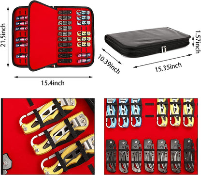 Pocket Knife Storage Case,Folding Knife Pouch Carrier Holder,40 Slots Small Knife Carrying Cases,Versatile Knife Collection For Survival,Tactical,Outdoor,EDC Mini Knife