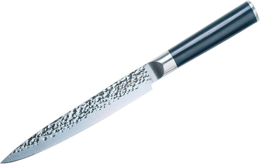 Utility Knife, German Steel With ABS Handle, Half Tang Handle, Hammered Blade Chef Knives Professional Grade, 55+2 Rockwell Hardness, 5 Inch