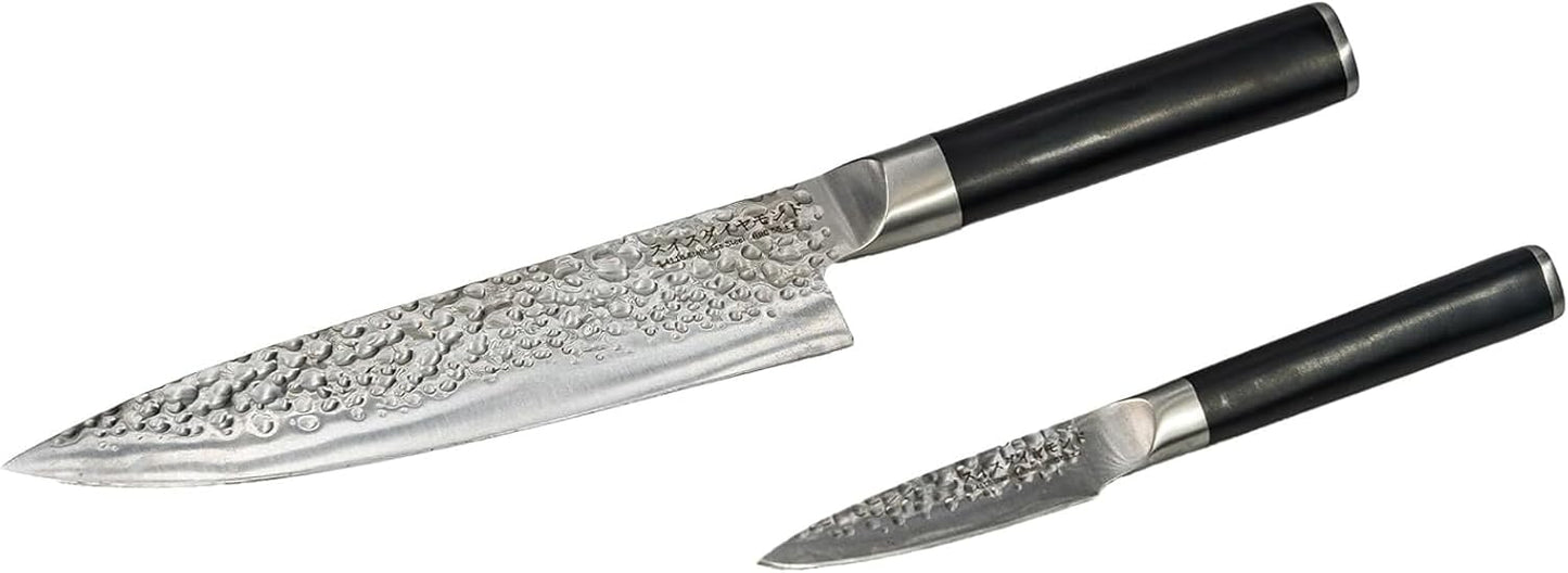 Utility Knife, German Steel With ABS Handle, Half Tang Handle, Hammered Blade Chef Knives Professional Grade, 55+2 Rockwell Hardness, 5 Inch