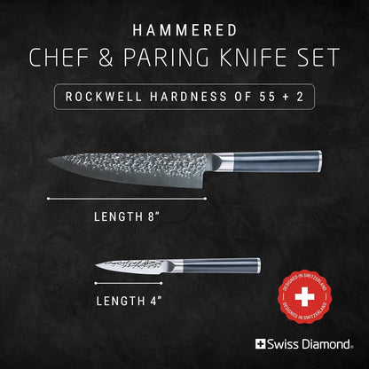 Utility Knife, German Steel With ABS Handle, Half Tang Handle, Hammered Blade Chef Knives Professional Grade, 55+2 Rockwell Hardness, 5 Inch