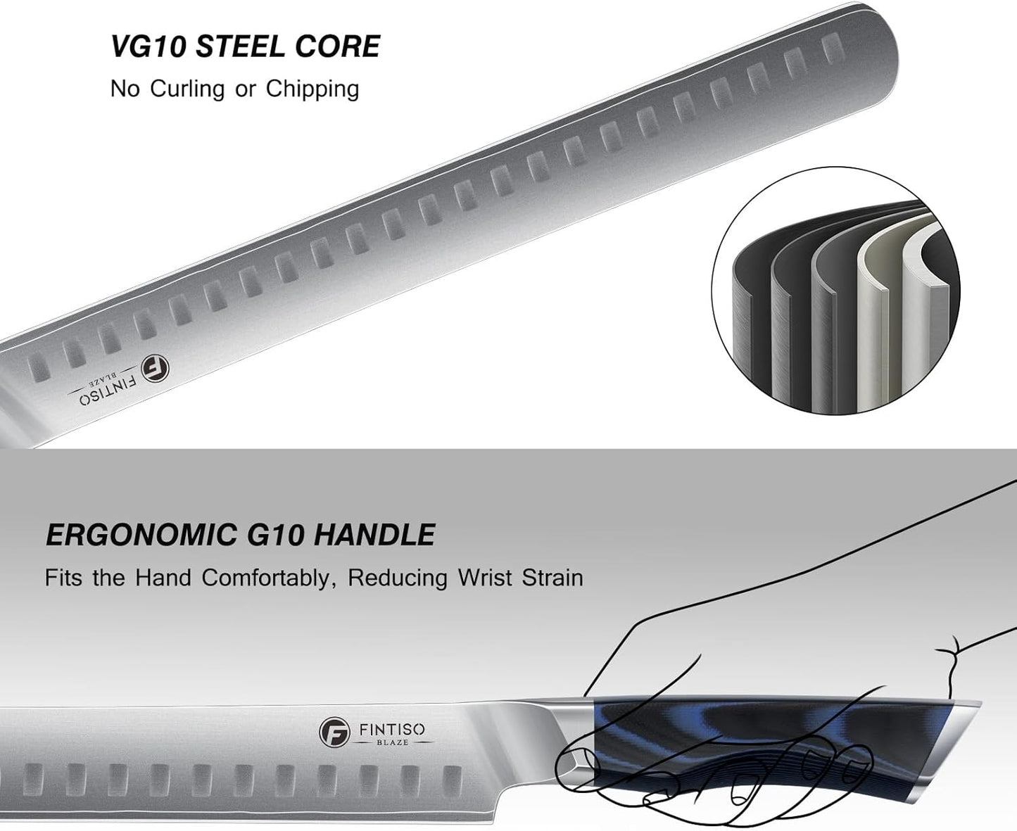 BBQ Carving Knife Set, Brisket Slicing Knife and Fork Set, Japanese High Carbon Steel Slicing Knives with G10 Handle, Full Tang Ultra Sharp Meat Cleaver