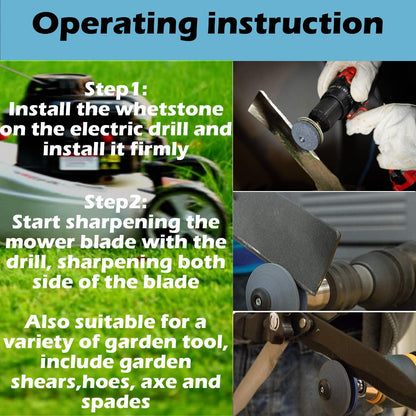 Lawnmower Dull Blade Sharpener, 3 Pcs Mower Sharpening Stone Wheel Kit, Universal Garden Tool Grindstone and Knife Edge Whetstone for Any Power Hand Drills