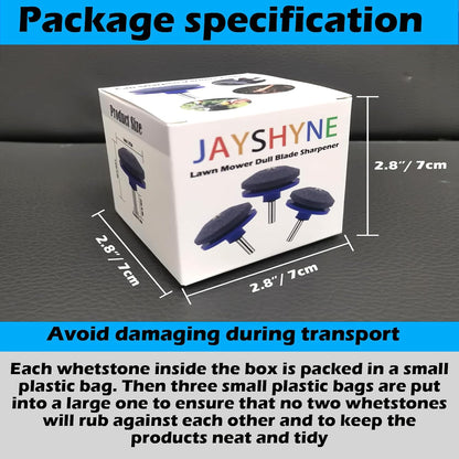 Lawnmower Dull Blade Sharpener, 3 Pcs Mower Sharpening Stone Wheel Kit, Universal Garden Tool Grindstone and Knife Edge Whetstone for Any Power Hand Drills