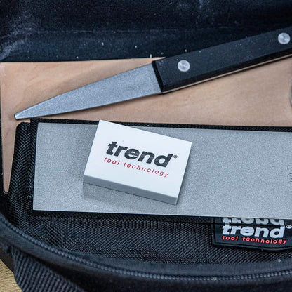 Trend Diamond Sharpening Stone Kit, 8 x 3 Inch Double Sided (300/1000 Grit) Bench Stone with Pouch, Cleaning Block & Non-Slip Mat, DWS/CP8/FC