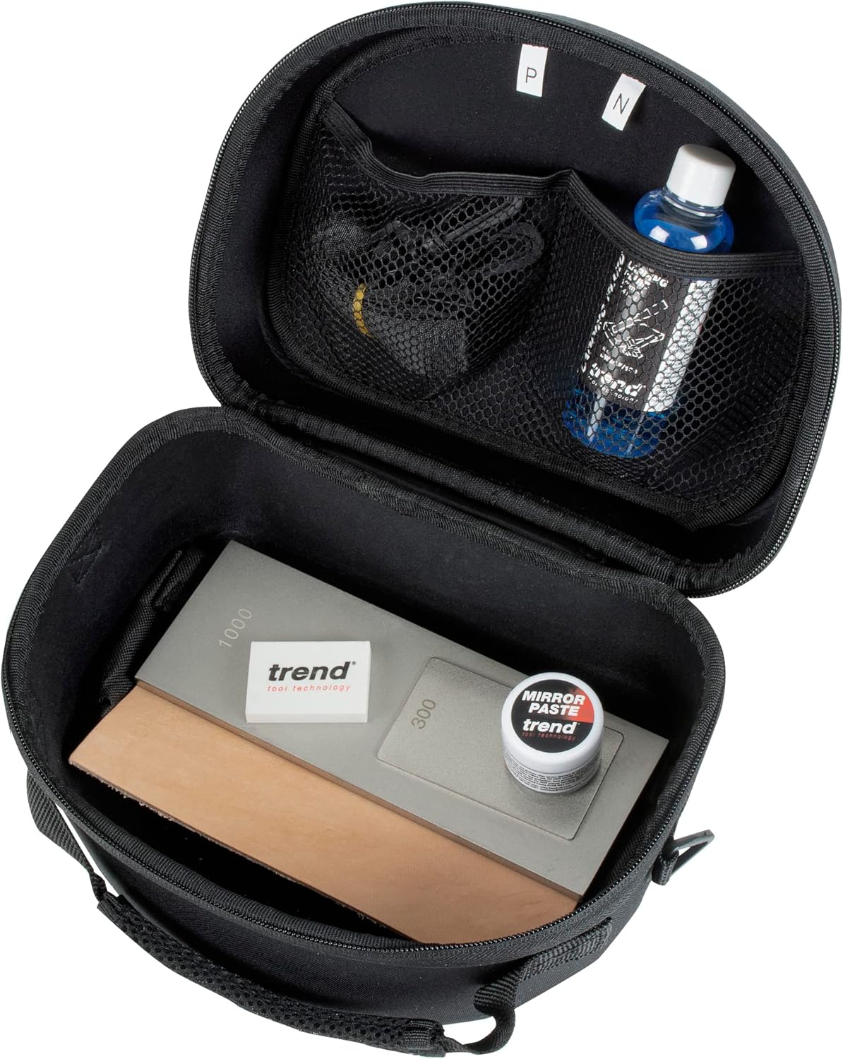 Trend Diamond Sharpening Stone Kit, 8 x 3 Inch Double Sided (300/1000 Grit) Bench Stone with Pouch, Cleaning Block & Non-Slip Mat, DWS/CP8/FC