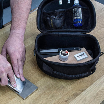 Trend Diamond Sharpening Stone Kit, 8 x 3 Inch Double Sided (300/1000 Grit) Bench Stone with Pouch, Cleaning Block & Non-Slip Mat, DWS/CP8/FC