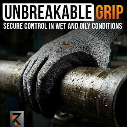 RhyneStone Level A5 Cut Resistant – 1 Pair Safety Work Gloves for Construction, Gardening & Sharp Material Handling