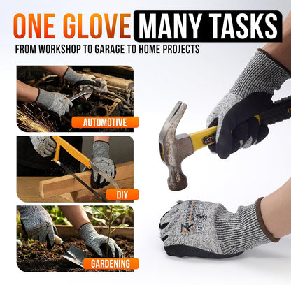 RhyneStone Level A5 Cut Resistant – 1 Pair Safety Work Gloves for Construction, Gardening & Sharp Material Handling