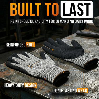 RhyneStone Level A5 Cut Resistant – 1 Pair Safety Work Gloves for Construction, Gardening & Sharp Material Handling