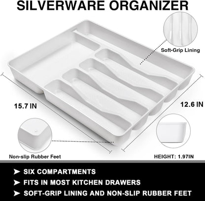 49-Piece Hammered Silverware Set with Organizer, Food-Grade Stainless Steel Flatware for 8, Cutlery Utensil Sets with Steak Knives, Rust-proof, Mirror Polished, Dishwasher Safe, Round Hammered