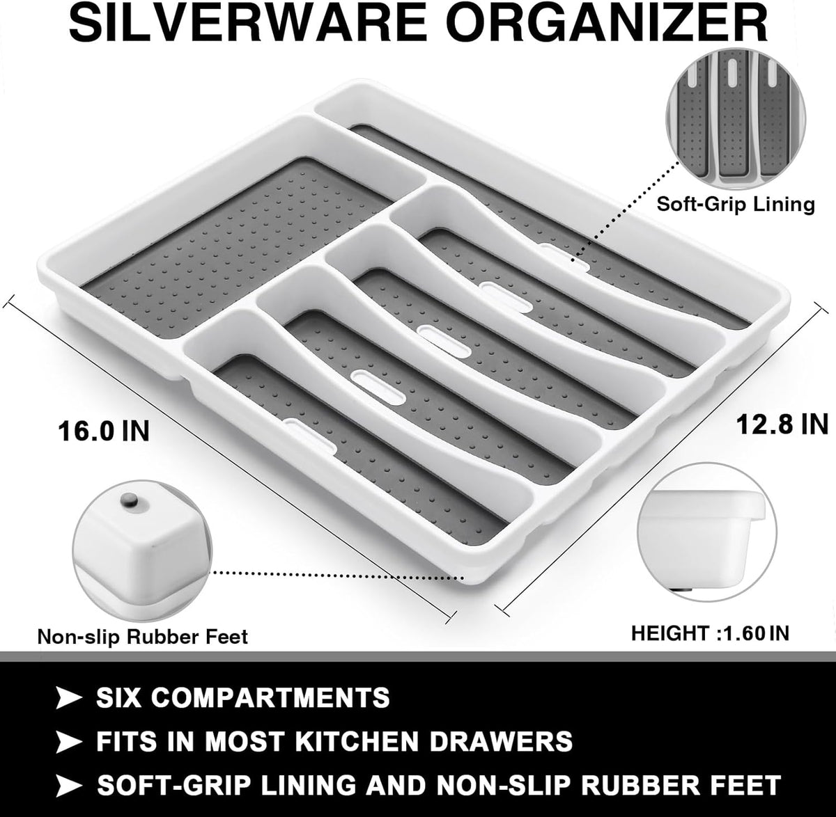 49-Piece Hammered Silverware Set with Organizer, Food-Grade Stainless Steel Flatware for 8, Cutlery Utensil Sets with Steak Knives, Rust-proof, Mirror Polished, Dishwasher Safe, Round Hammered