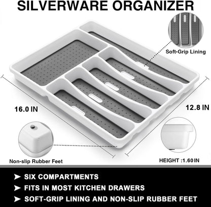 49-Piece Hammered Silverware Set with Organizer, Food-Grade Stainless Steel Flatware for 8, Cutlery Utensil Sets with Steak Knives, Rust-proof, Mirror Polished, Dishwasher Safe, Round Hammered