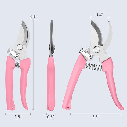 Flower Scissors, Premium Flower Shears, Pruning Shears for Gardening-Pink | Sharp Handhled Garden Scissors, Stainless Steel Garden Shears, 1-inch Cut Capacity Rust Resistant for Plants Bonsai