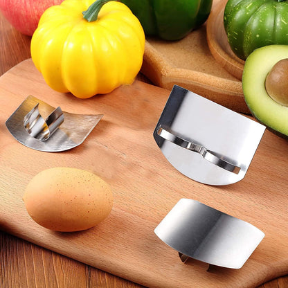 2 Pcs Finger Guard for Cutting aid, Kitchen Tool, Stainless Steel Knife Protector, Adjustable Hand Protect Fingers, Avoid Hurting, Slicing and Chopping, Silver