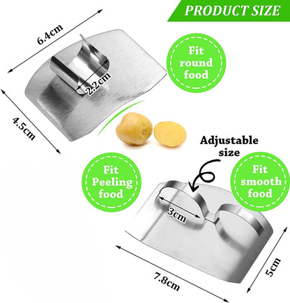 2 Pcs Finger Guard for Cutting aid, Kitchen Tool, Stainless Steel Knife Protector, Adjustable Hand Protect Fingers, Avoid Hurting, Slicing and Chopping, Silver