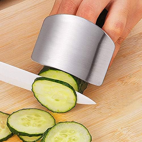 2 Pcs Finger Guard for Cutting aid, Kitchen Tool, Stainless Steel Knife Protector, Adjustable Hand Protect Fingers, Avoid Hurting, Slicing and Chopping, Silver