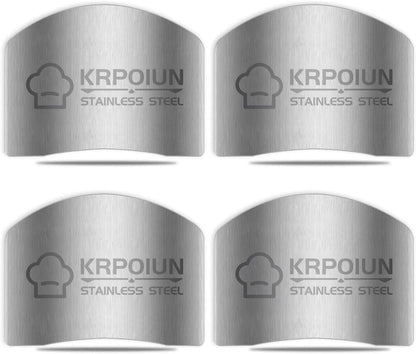 2 Pcs Finger Guard for Cutting aid, Kitchen Tool, Stainless Steel Knife Protector, Adjustable Hand Protect Fingers, Avoid Hurting, Slicing and Chopping, Silver