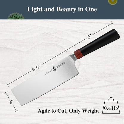 Nakiri Knife 6.5 inch - Professional Kitchen Vegetable Cleaver Knife Asian Usuba Knives for Vegetables and Fruits - AUS-8 Stainless Steel with Pakkawood Handle - Ring Lite Series with Gift Box