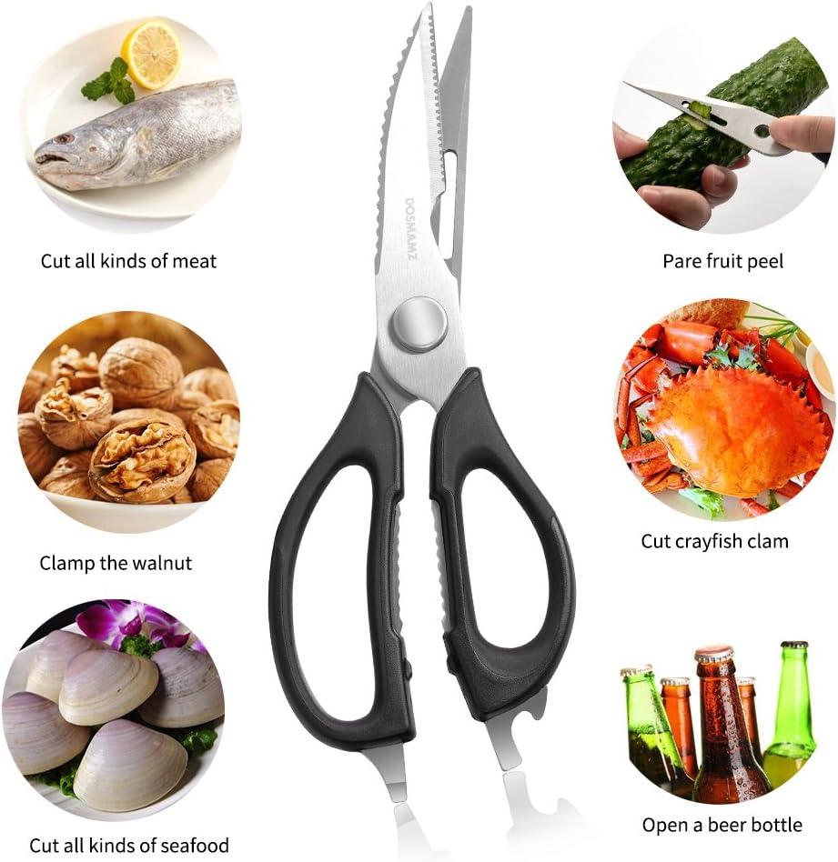 Kitchen Shears, Multi-Purpose Utility Scissors, Heavy Duty Kitchen Scissors for Chicken, Poultry, Fish, Meat, Vegetables, Herbs and BBQ, Come Apart for Cleaning